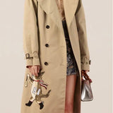 Gucci x Yuko Higuchi, Beige, Size 40, Cat Patch Trench Coat, Cotton Nylon Blend, 40, Beige