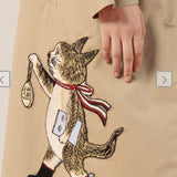 Gucci x Yuko Higuchi, Beige, Size 40, Cat Patch Trench Coat, Cotton Nylon Blend, 40, Beige
