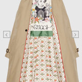 Gucci x Yuko Higuchi, Beige, Size 40, Cat Patch Trench Coat, Cotton Nylon Blend, 40, Beige