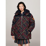 Tommy Hilfiger x Pendleton, Black Multi-Color, XXS, Monogram Puffer Down Jacket, XXS, Black
