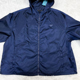 Prada, Baltic Blue (Navy), Size XL, Men's Re-Nylon Packable Rain Jacket, Re-Nylon, XL, Baltic Blue (Navy)