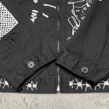 REAL BUY Gas Jackets, Black, Size S, Art Print Painted Jacket, Size S, Black