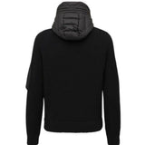 Moncler MAGLIONE TRICOT Häre-Stréckwest mat Kaputz an Daunefëllung – Schwaarz