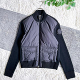 Moncler CARDIGAN TRICOT, Black, Size S, Light Down Collarless Jacket, Down and Feathers, Size S, Black