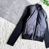 Moncler CARDIGAN TRICOT, Black, Size S, Light Down Collarless Jacket, Down and Feathers, Size S, Black