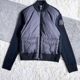 Moncler CARDIGAN TRICOT, Black, Size S, Light Down Collarless Jacket, Down and Feathers, Size S, Black