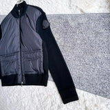 Moncler CARDIGAN TRICOT, Black, Size S, Light Down Collarless Jacket, Down and Feathers, Size S, Black