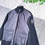 Moncler CARDIGAN TRICOT, Black, Size S, Light Down Collarless Jacket, Down and Feathers, Size S, Black