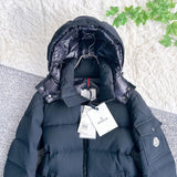 Moncler Montgenevre, Black, Size 0 (XS), Down Jacket, Wool Nylon Down Feather, Size 0, Black