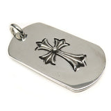 Chrome Hearts, Silver, 2.84cm x 5.55cm, Chrome Hearts Jewelry Cutout Tiny Cross Large Dog Tag Pendant, 925 Sterling Silver, 2.84cm x 5.55cm, Silver