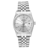 Rolex 16234 Datejust Härerauer – P-Serie, wäisst Zifferblat, Stréchindexen, Edelstol