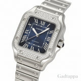 Cartier Santos de Watch MM W4SA0006 Blue Dial Men's Watch - Pre-owned
